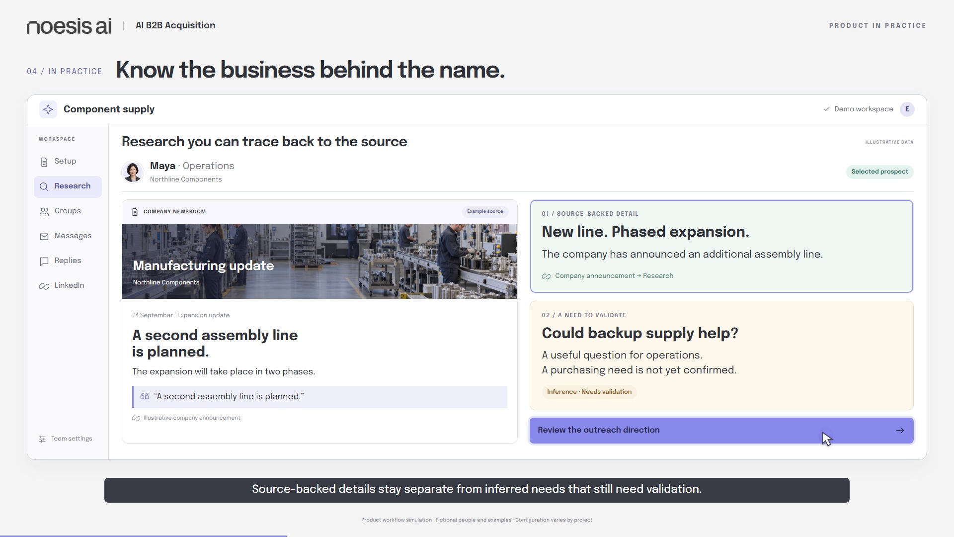 B2B Outbound product interface demonstration