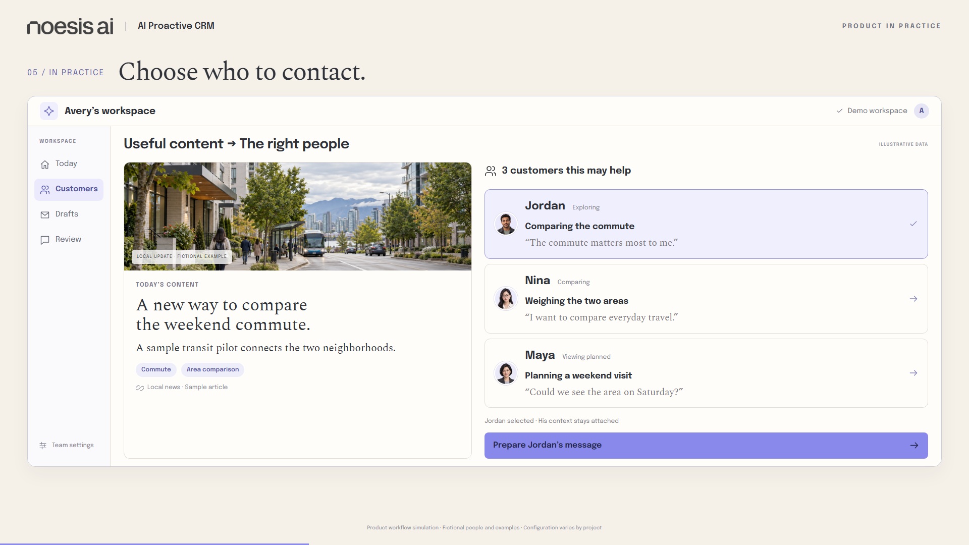 Proactive CRM product interface demonstration